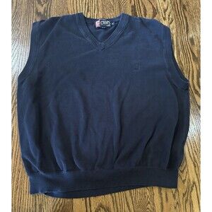 Chaps Men's Black 100% Cotton Golf Sweater Vest Preppy Classic Men's Size XL EUC